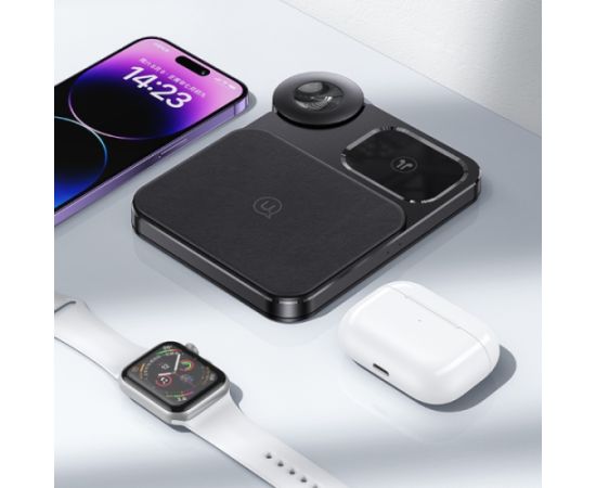 USAMS 3in1 induktīvā uzlāde 15W melns CD190WXC01 (US-CD190)