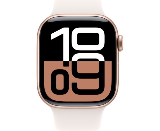 Apple Watch Series 10, Smartwatch (rose gold, Aluminum, 46 mm, Sport Band Pale Pink S/M)