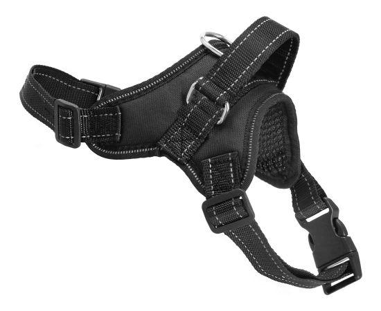 Regulējamas suņa siksnas Springos PA0303, izmērs S, 10-18 kg, bezspiediena iejūgs, melns