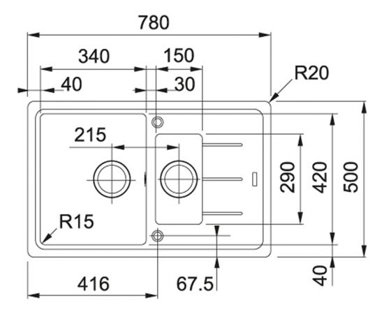 Franke Basis BFG 651-78 Fragranīta Pelēks