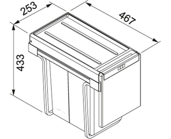 Franke Cube 30 atkritumu šķir. sist.- ar roku, 2 nodal.