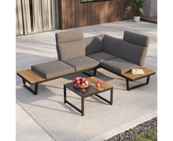 Mirpol Corner garden lounge set or 2 sofas + table NUVIO grey