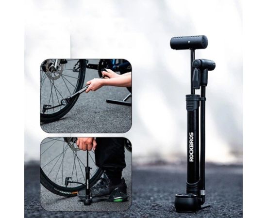 Rockbros 42310006001 Bicycle hand pump with pressure gauge Black