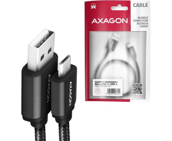CABLE USB2.0 TO MICRO-USB 1M/HQ BLK BUMM-AM10AB AXAGON