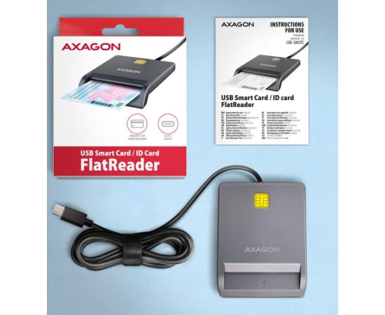 CARD READER FLAT SMARTCARD/ID/USB-C 1.3M CRE-SM3TC AXAGON