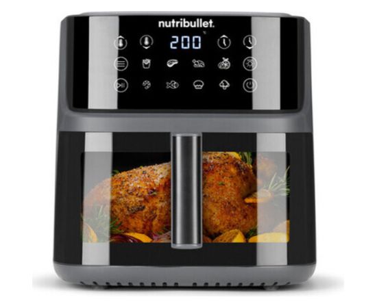 Nutribullet CRISPLITE VISION air fryer (black/silver, 2,000 watts, 8-liter basket, with viewing window)