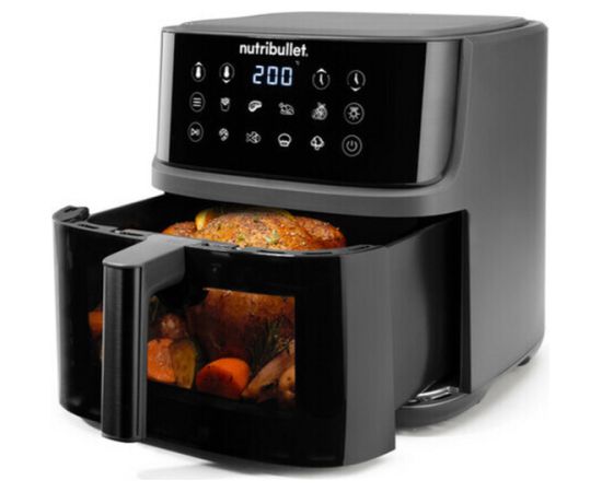 Nutribullet CRISPLITE VISION air fryer (black/silver, 2,000 watts, 8-liter basket, with viewing window)