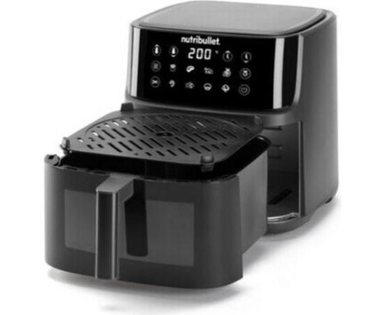 Nutribullet CRISPLITE VISION air fryer (black/silver, 2,000 watts, 8-liter basket, with viewing window)