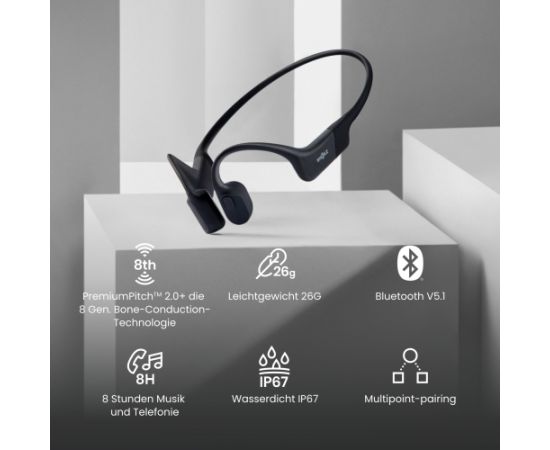 Shokz OpenRun Mini, Headphones (Black, Cosmic Black, Bluetooth, USB-C Charging)