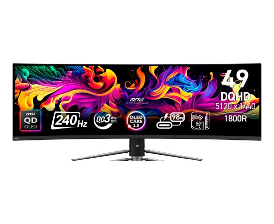 MSI MPG 491CQPXDE QD-OLED - 49 - black, DQHD, curved, USB hub, USB-C, 240Hz panel