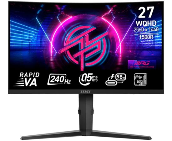 MSI MPG 275CQRXFDE, gaming monitor - 27 - black, WQHD, Rapid VA, curved, HDR, 240Hz panel