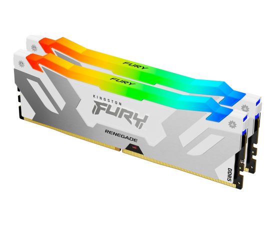 Kingston DDR5 - 64GB - 6400 - CL - 32 (2x 32 GB) dual kit (white, KF564C32RWAK2-64, Renegade RGB XMP, INTEL XMP)