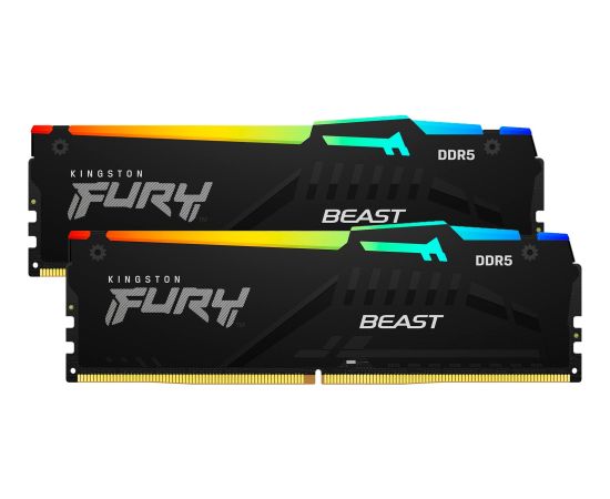 Kingston FURY DDR5 - 32GB - 6800 - CL - 34 (2x 16 GB) dual kit, RAM (black, KF568C34BBEAK2-32, FURY Beast RGB, INTEL XMP, AMD EXPO)
