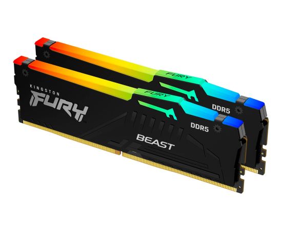 Kingston FURY DDR5 - 32GB - 6800 - CL - 34 (2x 16 GB) dual kit, RAM (black, KF568C34BBEAK2-32, FURY Beast RGB, INTEL XMP, AMD EXPO)