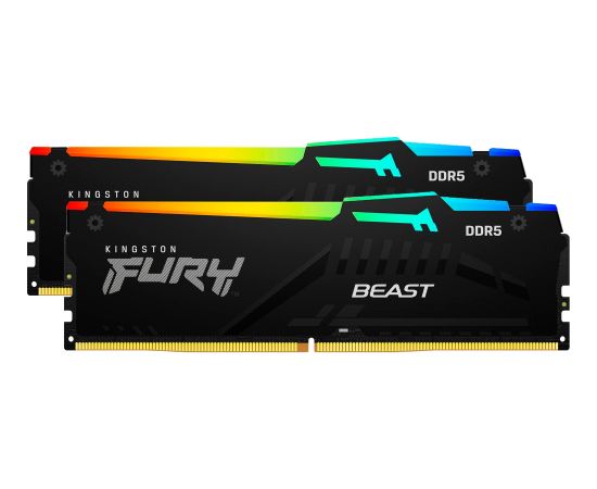 Kingston FURY DDR5 - 16GB - 6000 - CL - 30 (2x 8 GB) dual kit, memory (black, KF560C30BBAK2-16, FURY Beast RGB, INTEL XMP)