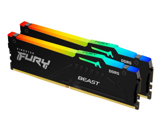 Kingston FURY DDR5 - 16GB - 6000 - CL - 30 (2x 8 GB) dual kit, memory (black, KF560C30BBAK2-16, FURY Beast RGB, INTEL XMP)