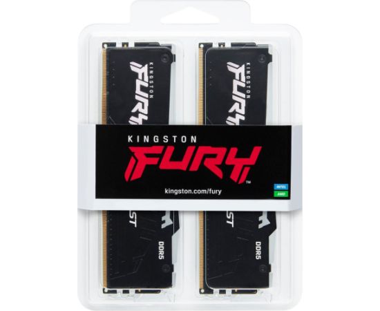 Kingston FURY DDR5 - 16GB - 6000 - CL - 30 (2x 8 GB) dual kit, memory (black, KF560C30BBAK2-16, FURY Beast RGB, INTEL XMP)