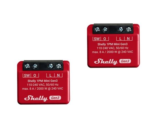 Shelly 1PM Mini Gen3 Set of 2 Controllers, WiFi/Bluetooth