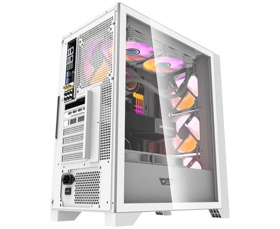 Datora korpuss Darkflash DRX70 GLASS + 4 RGB ventilatori (balts)