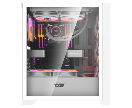 Datora korpuss Darkflash DRX70 GLASS + 4 RGB ventilatori (balts)