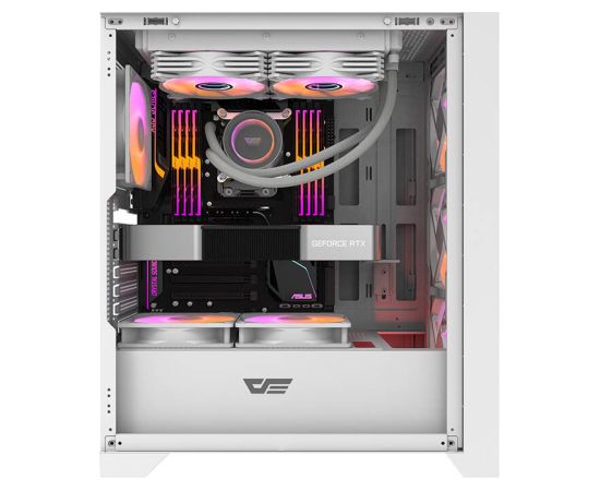 Datora korpuss Darkflash DRX70 GLASS + 4 RGB ventilatori (balts)