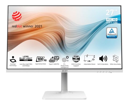 MSI Modern MD272XPWDE, LED monitor - 27 - white, FullHD, IPS, USB-C, 100Hz panel