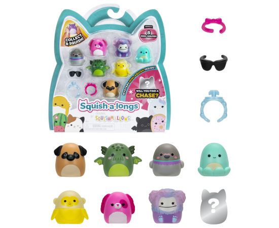 SQUISHMALLOWS SQUISH-A-LONGS figūriņas, 8 gab., 2,5 cm