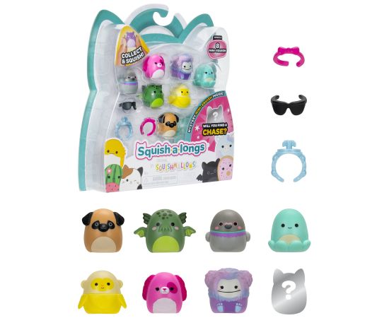 SQUISHMALLOWS SQUISH-A-LONGS figūriņas, 8 gab., 2,5 cm