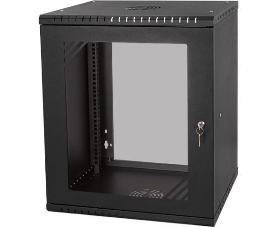 Komutācijas sienas skapis 19"- 12U - 600mm MELNS