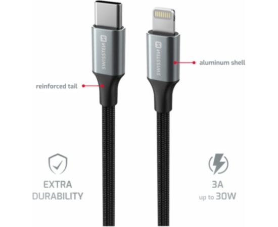 Swissten Textile II USB-C - Lightning Kабель для передачи данных и зарядки 1.5m