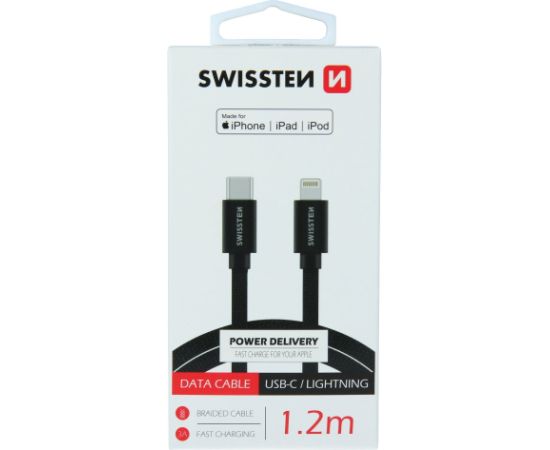 Swissten Textile USB-C - Lightning MFi Datu un uzlādes kabelis 1.2m