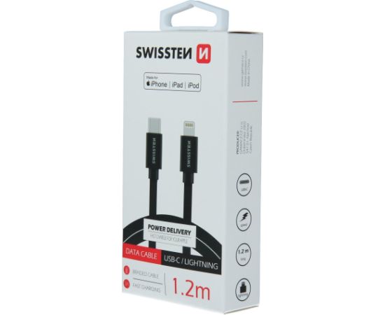Swissten Textile USB-C - Lightning MFi Datu un uzlādes kabelis 1.2m
