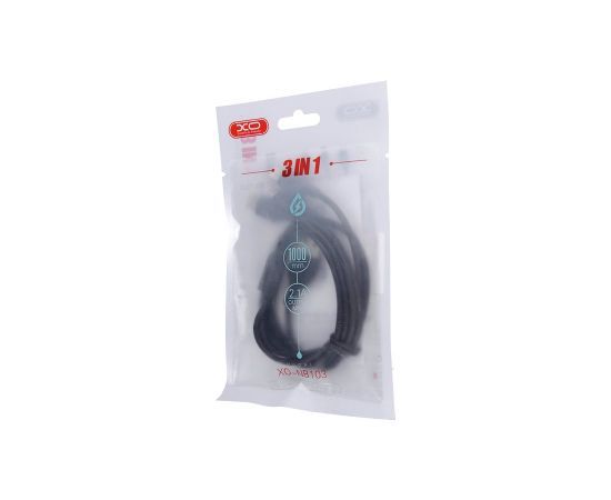 XO NB103 3in1 USB - Lightning + USB-C + microUSB 1m kabelis