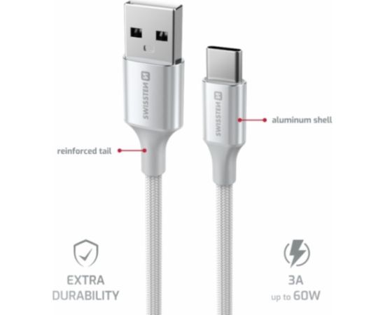 Swissten Textile II USB - USB-C Datu un Uzlādes Vads 1.5m