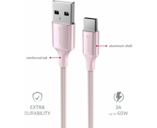 Swissten Textile II USB - USB-C Datu un Uzlādes Vads 1.5m