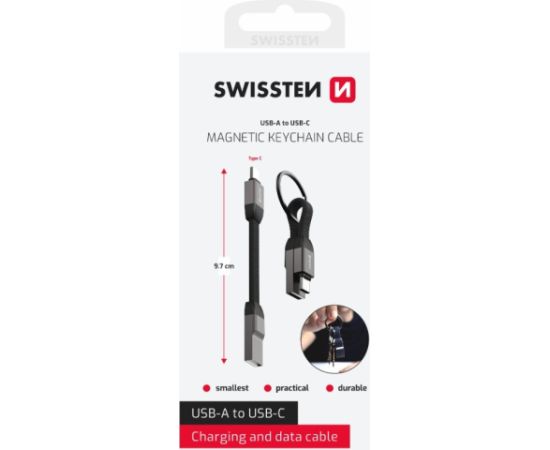 Swissten Magnetic Keychain USB-A - USB-C Кабель 9.7cm