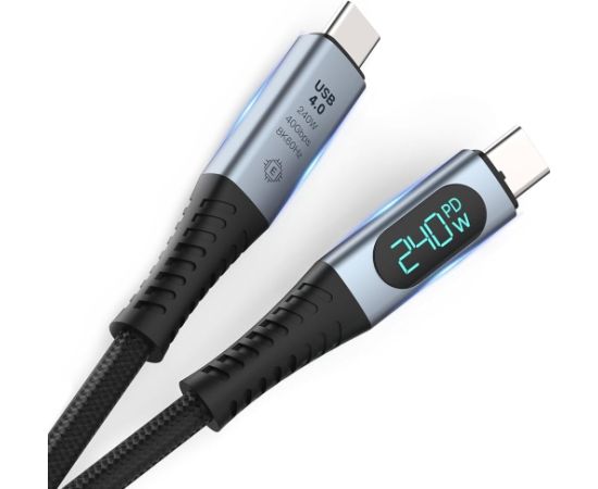 RoGer PD24VB USB-C 4.0 Кабель с вольтметром PD240W / 40Gbps / 8K60Hz / 1m