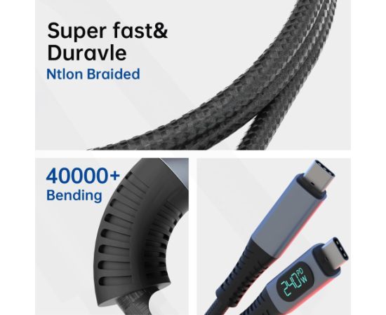RoGer PD24VB USB-C 4.0 Кабель с вольтметром PD240W / 40Gbps / 8K60Hz / 1m