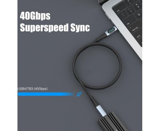 RoGer PD24VB USB-C 4.0 Кабель с вольтметром PD240W / 40Gbps / 8K60Hz / 1m