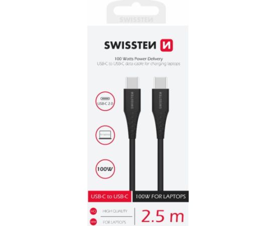 Swissten PD 5A 100W USB-C Кабель для передачи данных и зарядки 2.5m