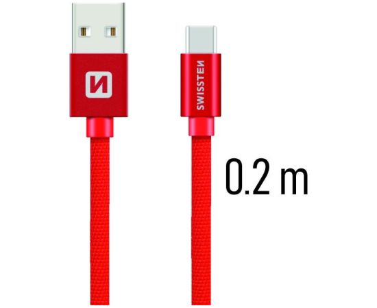 Swissten Textile Универсальный Quick Charge 3.1 USB-C USB Кабель данных 20 cм