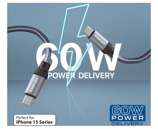 Promate Springy Magnētiskais vads USB-C 60WPD / 1,2m