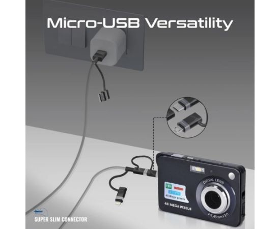 Promate PentaPower Универсальный кабель 6-в-1 USB-C(A) / micro / Lightning / 1,2m