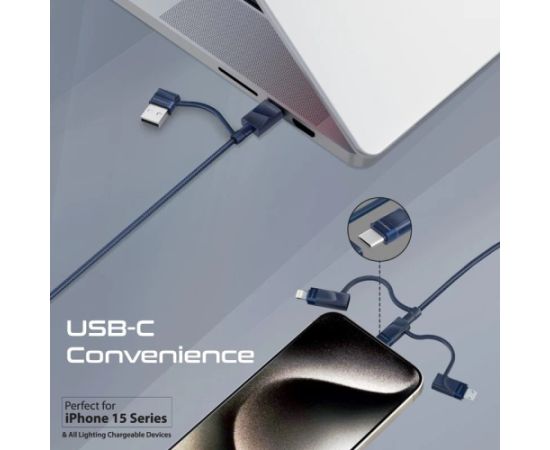 Promate PentaPower Universāls kabelis 6-in-1 USB-C(A) / micro / Lightning / 1,2m