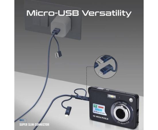 Promate PentaPower Universāls kabelis 6-in-1 USB-C(A) / micro / Lightning / 1,2m