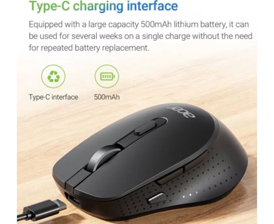 Acer M155 Bezvadu Optiskā Pele 1600DPI / USB-C / Bluetooth