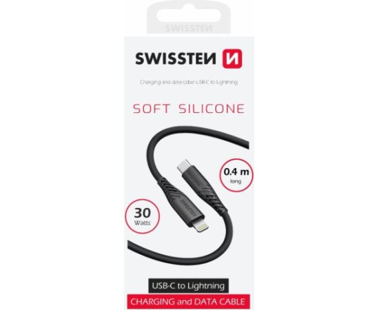 Swissten Soft Silicone USB-C - Lightning 30W Datu un Uzlādes vads 0.4m