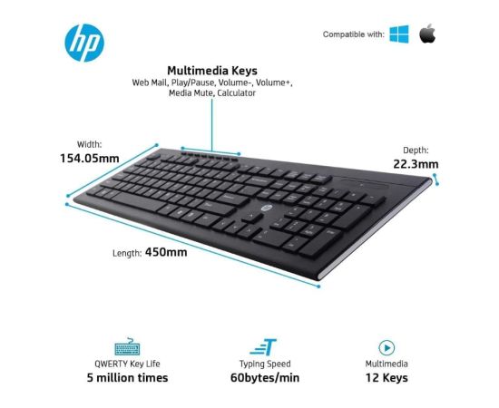 HP CS10 Беспроводная Клавиатура + Мышь USB / ENG / 1600DPI