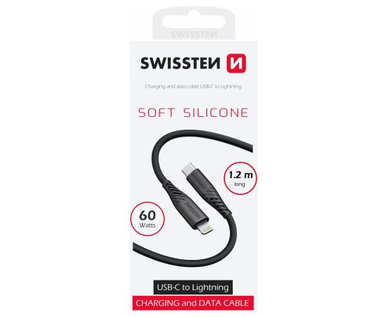 Swissten Soft Silicone USB-C - Lightning 60W Datu un Uzlādes vads 1.5m