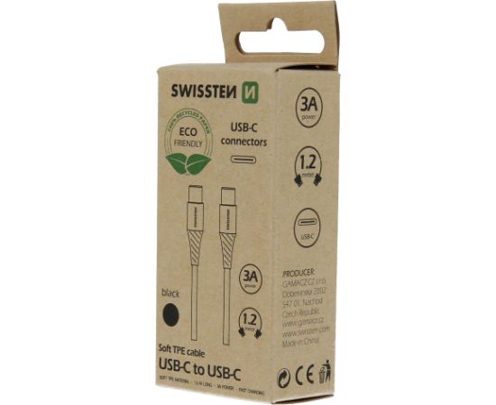 Swissten Soft 3A USB-C - USB-C Кабель для передачи данных и зарядки 1.2m